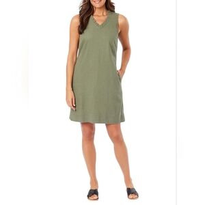 Briggs Sleeveless Linen Blend Olive Green Dress Size XL, NWT